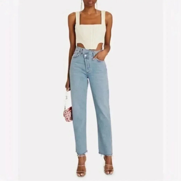 Agolde Criss Cross Straight Leg High Rise Jeans Size 33 In Dimension B1627 - Picture 1 of 6
